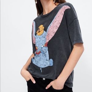 Large Grey Overdye Graphic Disney Shirt Zara